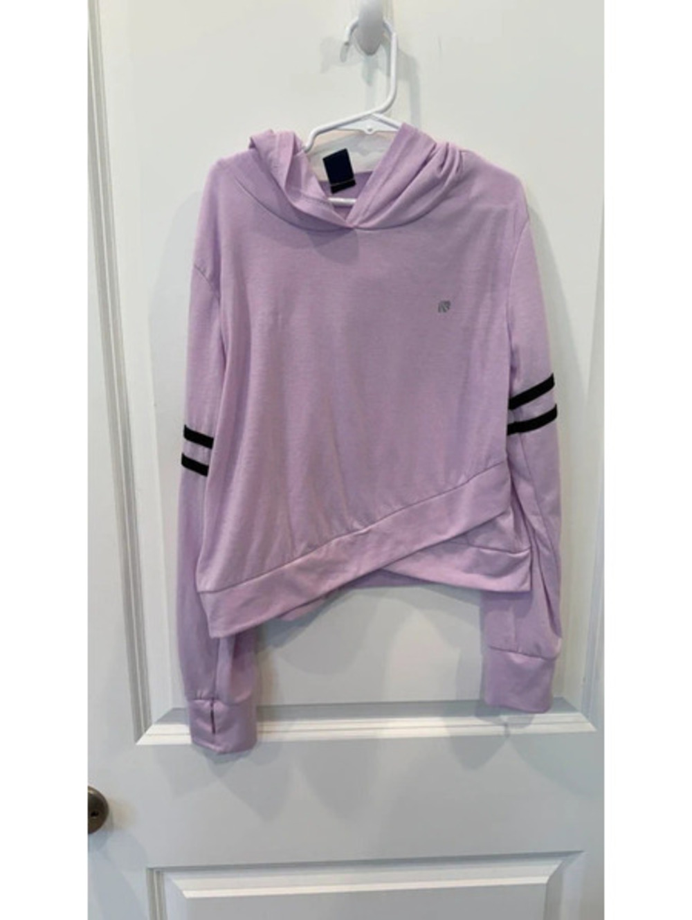 Marika Lavender Hoodie with Black Sleeve Stripes, Size M (10/12)